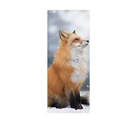3D Peel and Stick Door Stickers Animal Fox W88 x H200 cm Self-Adhesive Door Wallpaper Waterproof Removable Door Murals Decal for Bedroom Wardrobe Home Office Decoration