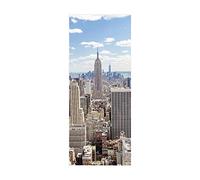 3D Peel and Stick Door Stickers City Skyline W77 x H200 cm Self Adhesive Door Wall Murals Wallpaper for Home Bedroom Living Room Toilet Office