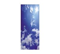 3D Peel and Stick Door Stickers The Blue Sky and White Clouds W88 x H200 cm Self-Adhesive Door Wallpaper Waterproof Removable Door Murals Decal for Bedroom Wardrobe Home Office Decoration