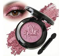 3D Pegasus Embossed Single Eyeshadow - Pink Shimmer Glitter Eye Shadow & Blusher Highlighter, Waterproof Long Lasting Baked Powder Makeup Gift for Women & Girls (Plum Rose)