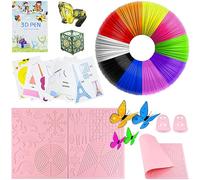 3D Pen Accessories Set, 3D Pencil Template, PLA Filament 10 Colors, 1.75mm Every 5 Meters, Large Silicone Pad 45 x 28 cm with 2 Finger Protectors, 3D Pen for Kids
