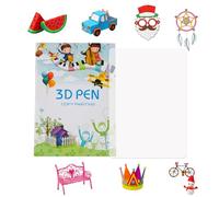 3D Pen Printing Drawing Book for Kids, 40 Reusable Cartoon Patterns Thick Paper Templates with Clear Tracing Plate, 3D Graffiti Stencils Book for Art Craft DIY Projects Gift (3D Pen not Included)