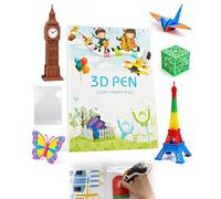 3D Pen Printing Drawing Book, Reusable Colorful 40 Patterns Thick Paper Template with Transparent Sheet 3D Graffiti Stencils Bookfor Kids, Children's Drawing Teaching Tools Gift for New Year