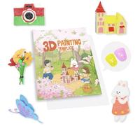 3D Pen Printing Drawing Book, Reusable Colorful Thick Paper Template with A Temperature Resistant Transparent Board, 40 Original Patterns Painting Graffiti Copy Book for Kids DIY Gift