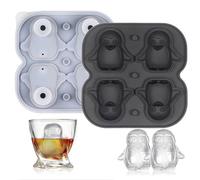 3D Penguin Ice Cube Tray,Silicone Fun Shapes Whiskey Ice Mold,Cute Penguin Ice Balls,Novelty Silicone Whiskey Ice Mold for Cocktails Bourbon Brandy Homemade Juice Ice Coffee (Black)
