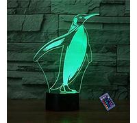 3D Penguin Night Light 16 Colors Changing USB Power Remote Control Touch Switch Decor Lamp Optical Illusion Lamp LED Table Desk Lamp Children Kids Christmas Brithday Gift