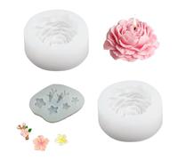 3D Peony Flower Silicone Mold Set， 2Pcs Peony and 1PC Peach Blossom Branch Molds for Soy Candles, Wax, Soap, Resin, Fondant Decor Realistic Detail, Flexible Reusable DIY Craft Kit