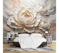 3D Peony Photo Wallpaper Wall Mural, Large Flower Wall Mural Non Woven 159 x 280 cm Modern Art Botanical Wallpaper Feature Decoration for Living Room Bedroom Background