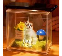 3D Personalised Pet Holographic Memorial Box, Custom Pet Holographic Digital House with Diy Interactive Free App, Ultra-clear Acrylic Display, for Dog Sympathy Gift