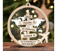 3D Personalized Travel Ornament 2025,2 Layers World Traveler Ornament,Custom Travel-Themed Christmas Tree Decoration,Road Trip Vacation Keepsake,Gift for Travelers & Adventurers