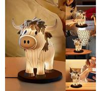 3D Pet Animal Lamp Stained Glass, Cute Dog Cat Kitty Cattle LED Night Light Gift for Pet Lovers, Retro Stained Resin USB Powered Bedside Nightlight Bedroom Kids' Room Nursery Home Decor (N)