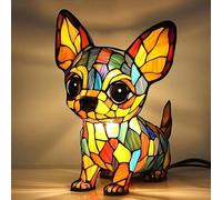 3D Pet Animal Lamp Stained Glass, Cute Dog Cat Kitty Cattle LED Night Light Gift for Pet Lovers, Retro Stained Resin USB Powered Bedside Nightlight Bedroom Kids' Room Nursery Home Decor (H)