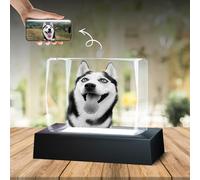 3D Pet Joy Crystal Keepsake - Capture Your Dog’s Playful Spirit in Engraved Memory | LED Light Base | Gift for Dog Lovers (2.36"×2.36"×3.54")
