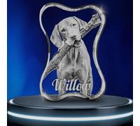 3D Photo Crystal Dog Bone - Custom Laser Engraved Pet Memorial Keepsake, Personalised Gift for Dog Lovers, Pet Loss Sympathy Present, Unique Crystal Tribute with Your Dog’s Picture