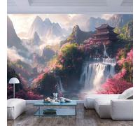 3D Photo Mural Wallpaper Chinese style landscape pagoda and waterfall Chinese style landscape pagoda and waterfallLiving Room Bedroom Tv Background Wall Hd Printing Custom Tapestry Photo Poster Wall