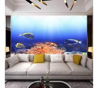 3D Photo Mural Wallpaper Fish Coral Reef Landscape 416(W) X254(H) Cm Peel And Stick Wall Poster Tv Background Decorative Wall Decal Wall Art For Kids Room Living Room Bedroom Restauran-4656351