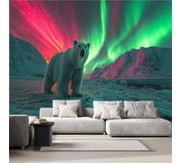 3D Photo Wall Mural Arctic Aurora Animals Non-Woven Wallpape Polar Bear Nature Decoration Poste Premium Photo Wallpaper Wall Art for Living Room Bedroom W400xH280 35f243