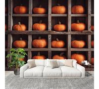 3D Photo Wallpape 200x140cm Pastoral Pumpkin Theme Wall Mural Non-Woven Panoramic Poster Home Decoration Wallpaper Yellow Murals for Living Room Bedroom Lounge Office