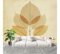 3D Photo Wallpape 200x140cm Plant Dead Leaf Vein Art Wall Mural Non-Woven Panoramic Poster Home Decoration Wallpaper Beige Murals for Living Room Bedroom Lounge Office
