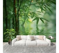 3D Photo Wallpape 200x140cm Rippled Reflections in The Bamboo Jungle Wall Mural Non-Woven Panoramic Poster Home Decoration Wallpaper Green Murals for Living Room Bedroom Lounge Office