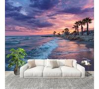 3D Photo Wallpape 250x175cm Romantic Seaside Sunset Wall Mural Non-Woven Panoramic Poster Home Decoration Wallpaper Multicolor Murals for Living Room Bedroom Lounge Office