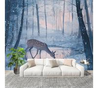 3D Photo Wallpape 250x175cm Sika Deer by The Jungle Stream Wall Mural Non-Woven Panoramic Poster Home Decoration Wallpaper White Murals for Living Room Bedroom Lounge Office
