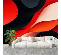 3D Photo Wallpape 350x256 cm Abstract Flowing Geometry Wall Mural Non-Woven Panoramic Poster Home Decoration Wallpaper Black Murals for Living Room Bedroom Lounge Office