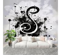 3D Photo Wallpape 350x256 cm Abstract Music-Themed Pattern Wall Mural Non-Woven Panoramic Poster Home Decoration Wallpaper White Murals for Living Room Bedroom Lounge Office