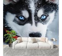 3D Photo Wallpape 350x256 cm Animal Husky Wall Mural Non-Woven Panoramic Poster Home Decoration Wallpaper White Murals for Living Room Bedroom Lounge Office