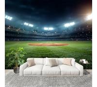3D Photo Wallpape 350x256 cm Baseball Stadium Theme Wall Mural Non-Woven Panoramic Poster Home Decoration Wallpaper Green Murals for Living Room Bedroom Lounge Office