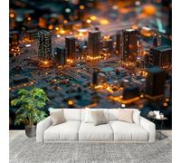 3D Photo Wallpape 350x256 cm Black Wall Mural Non-Woven Panoramic Poster Home Decoration Wallpaper Abstract Circuit Board City Murals for Living Room Bedroom Lounge Office