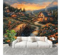 3D Photo Wallpape 350x256 cm Romantic Pastoral Floral Sea Wall Mural Non-Woven Panoramic Poster Home Decoration Wallpaper Multicolor Murals for Living Room Bedroom Lounge Office