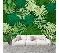 3D Photo Wallpape 350x256 cm Tropical Palm Leaf Texture Wall Mural Non-Woven Panoramic Poster Home Decoration Wallpaper Green Murals for Living Room Bedroom Lounge Office