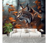 3D Photo Wallpape 400x280cm Animal Lynx Wall Mural Non-Woven Panoramic Poster Home Decoration Wallpaper Light-Colored Murals for Living Room Bedroom Lounge Office