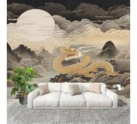 3D Photo Wallpape 400x280cm China A Giant Dragon Cloud Patterns Wall Mural Non-Woven Panoramic Poster Home Decoration Wallpaper Gold Murals for Living Room Bedroom Lounge Office