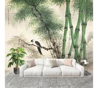 3D Photo Wallpape 400x280cm Chinese Bamboo Jungle Animals and Birds Wall Mural Non-Woven Panoramic Poster Home Decoration Wallpaper Light-Colored Murals for Living Room Bedroom Lounge Office