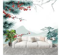 3D Photo Wallpape 400x280cm Chinese Ink Painting Style Wall Mural Non-Woven Panoramic Poster Home Decoration Wallpaper White Murals for Living Room Bedroom Lounge Office