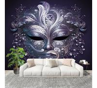 3D Photo Wallpape 400x280cm Dreamlike Mask Pattern Wall Mural Non-Woven Panoramic Poster Home Decoration Wallpaper Blue-Purple Murals for Living Room Bedroom Lounge Office