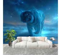 3D Photo Wallpape 400x280cm Fantasy Animal Tiger Wall Mural Non-Woven Panoramic Poster Home Decoration Wallpaper Blue Murals for Living Room Bedroom Lounge Office