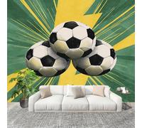 3D Photo Wallpape 400x280cm Football Theme Pattern Wall Mural Non-Woven Panoramic Poster Home Decoration Wallpaper Green Murals for Living Room Bedroom Lounge Office