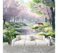 3D Photo Wallpape 400x280cm Jungle Cherry Blossoms Wall Mural Non-Woven Panoramic Poster Home Decoration Wallpaper Pink Murals for Living Room Bedroom Lounge Office