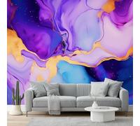 3D Photo Wallpaper 200 X 140 Cm Purple Gold Pattern Fluid Abstract Photo Poster Mural Wallpaper, Diy Wall Art Mural Waterproof Wall Papers, For Living Room Bedroom Nursery Home Decor