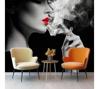 3D Photo Wallpaper 200 X 140 Cm Red Red Lips Cigarettes Fashion Portraits Photo Poster Mural Wallpaper, DIY Wall Art Mural Waterproof Wall Papers, for Living Room Bedroom Nursery Home Decor