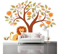 3D Photo Wallpaper 250 X 175 Cm Animals and Nature Green Lion Trees Wall Mural Non-Woven Panoramic Poster Home Decoration Wallpaper Murals for Living Room Bedroom Office
