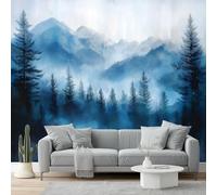 3D Photo Wallpaper 300 X 210 Cm Blue Mountains Foggy Pine Forest Impressionism Photo Poster Mural Wallpaper, DIY Wall Art Mural Waterproof Wall Papers, for Living Room Bedroom Nursery Home Decor