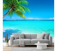 3D Photo Wallpaper 400 X 280 Cm Blue Sky Coconut Trees White Sand Tropical Wind Photo Poster Mural Wallpaper, DIY Wall Art Mural Waterproof Wall Papers, for Living Room Bedroom Nursery Home Decor