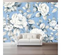 3D Photo Wallpaper 400 X 280 Cm Modern Flowers Blue Rose Leaf Veins Wall Mural Non-Woven Panoramic Poster Home Decoration Wallpaper Murals for Living Room Bedroom Kids Room Office
