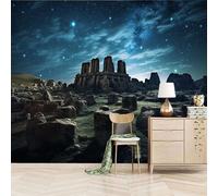 3D Photo Wallpaper Ancient Ruins in The Starry Sky 200(W) x140(H) cm Wall Mural Historical Traces Non-Woven Peel and Stick Self-Adhesive Large Poster Living Room Bedroom Tv Background Wall