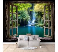 3D Photo Wallpaper Beautiful View from The Window 150(W) x105(H) cm Wall Mural Fall Non-Woven Peel and Stick Self-Adhesive Home Decoration Bedroom Kitchen Wall Paper