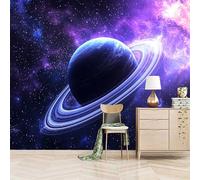 3D Photo Wallpaper Blue Planet in The Universe 400(W) x280(H) cm Wall Mural The Vastness of Space Non-Woven Peel and Stick Self-Adhesive Premium Art Print Decor for Living Room Bedroom